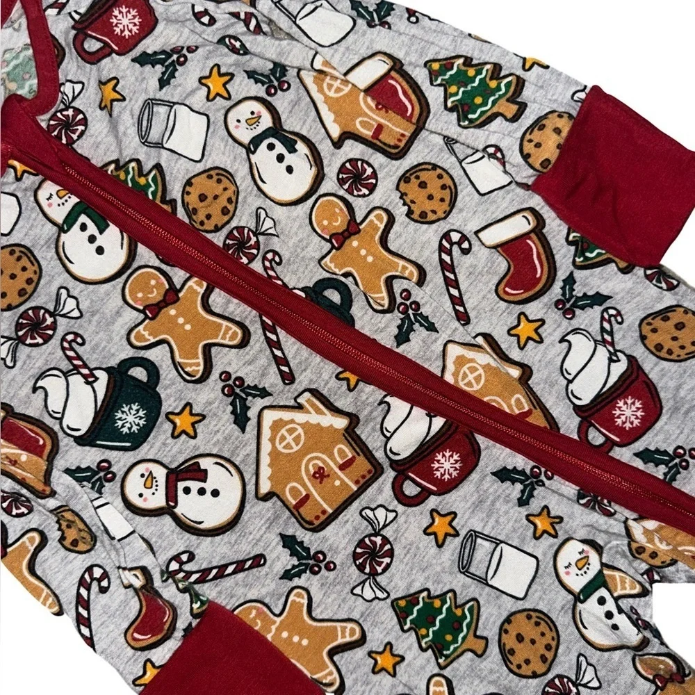 Little Sleepies Holiday Treats Christmas Festive Bamboo Zippy Pajamas 3-6 M